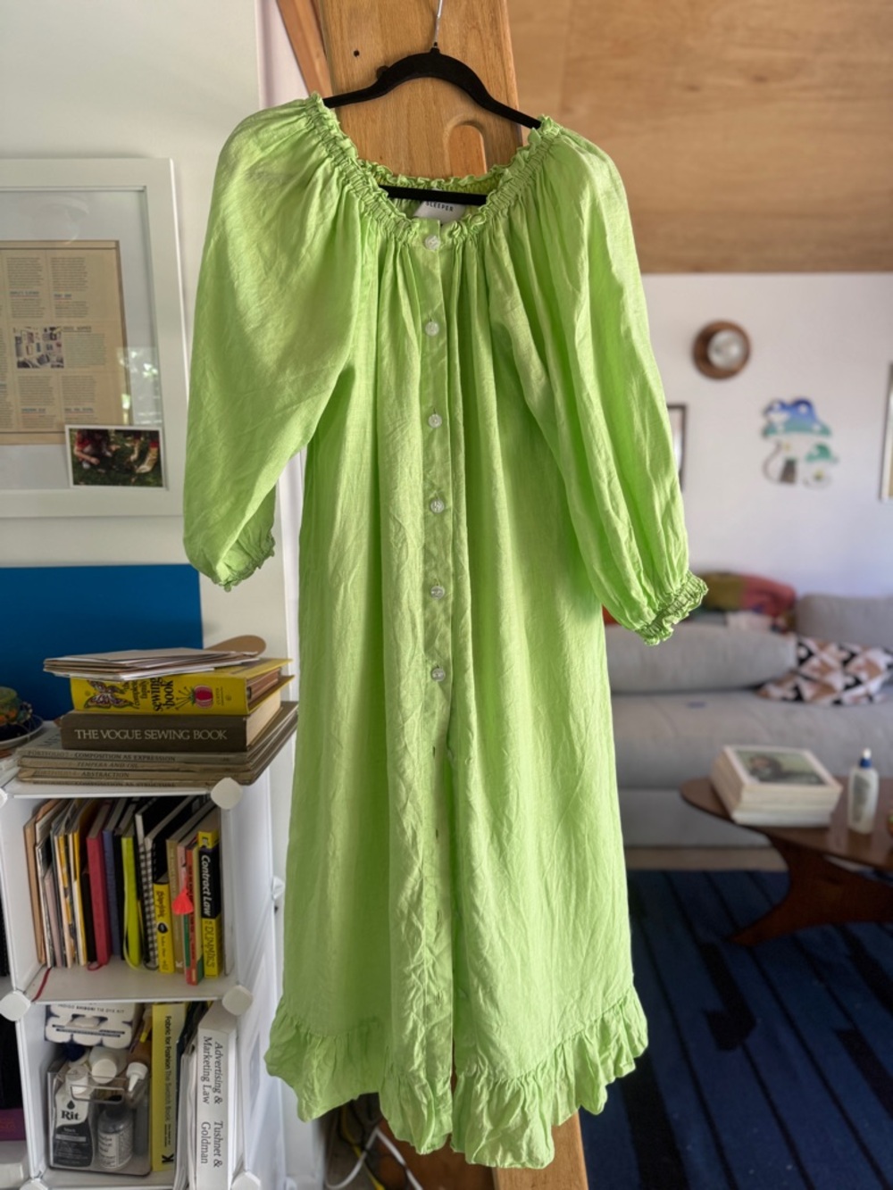 Lime (Brat?!) Green Sleeper Romantica Linen dress (M/ L)
